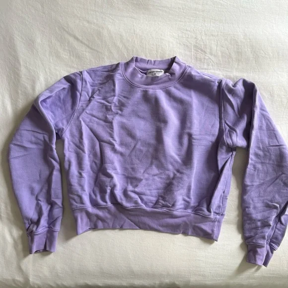 Cotton Citizen Milan Cropped Cotton-jersey Crewneck Sweatshirt In Purple Small - Picture 2 of 6